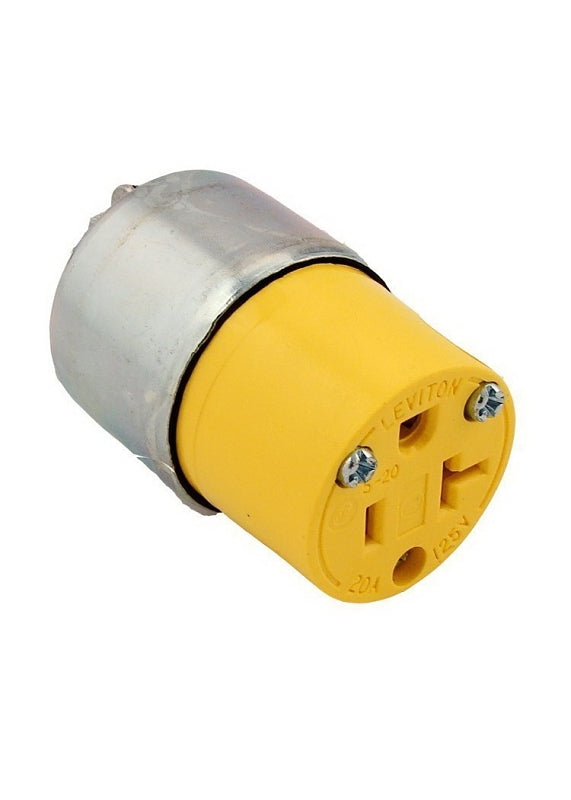 Leviton 000-520CA-000 Armored Connector, 2 -Pole, 20 A, 125 V, NEMA: NEMA 5-15R, Yellow