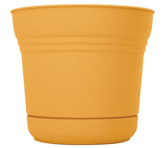 Bloem SP1223 Planter, 12 in Dia, 10.8 in H, 12.3 in W, Saturn Design, Earthy Yellow, Matte