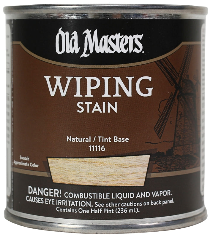 Old Masters 11116 Wiping Stain, Natural Tint Base, Liquid, 0.5 pt, Can