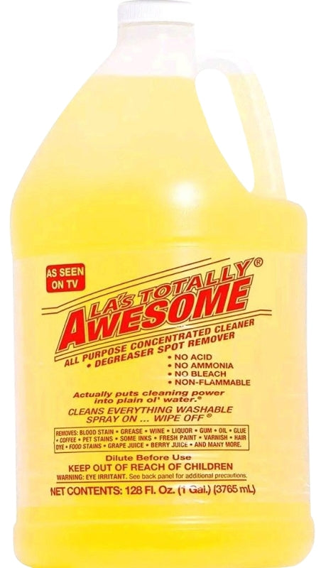 LA's TOTALLY AWESOME 100539308 All-Purpose Cleaner, 128 oz, Liquid, Bland, Amber/Yellow