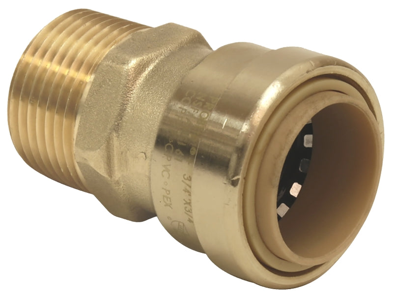 B & K ProLine Series 630-103 Adapter, 1/2 in, Push-Fit x MPT, Brass, 200 psi Pressure