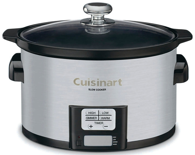 Cuisinart PSC-350C Slow Cooker, 3.5 qt Capacity, 120 V, 200 W, Touchpad Control, Ceramic/Stainless Steel, Silver