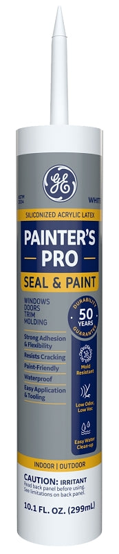 GE Max Extra 3500 GE22582 Siliconized Acrylic Caulk, White, -15 to 158 deg F, 10.1 oz Cartridge