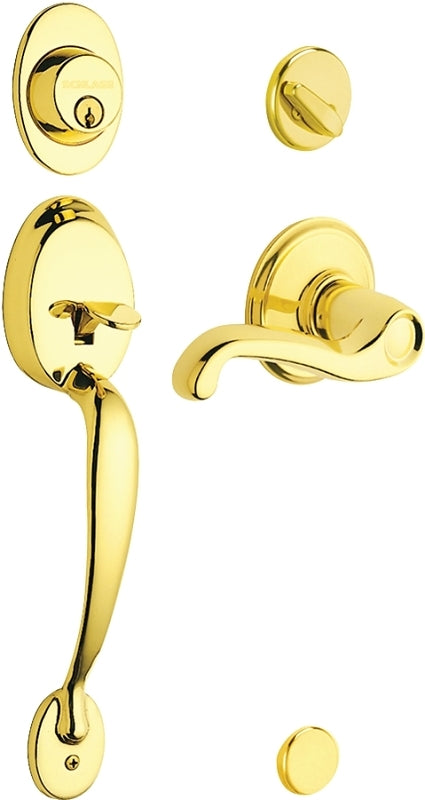 Schlage Plymouth Series F60V PLY/FLA 505 Combination Lockset, Mechanical Lock, Handleset with Lever Handle, Wave Design