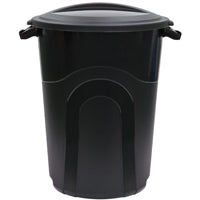 United Solutions TI0019 Trash Can, 32 gal Capacity, Plastic, Black, Snap-On Lid Closure