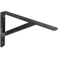 Knape & Vogt 208BLK400 Shelf L-Bracket, 16 in L, Steel, Black