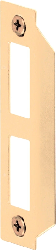 Defender Security E 2435 Door Strike Plate, 3-21/32 in L, 15/16 in W, Steel, Brass