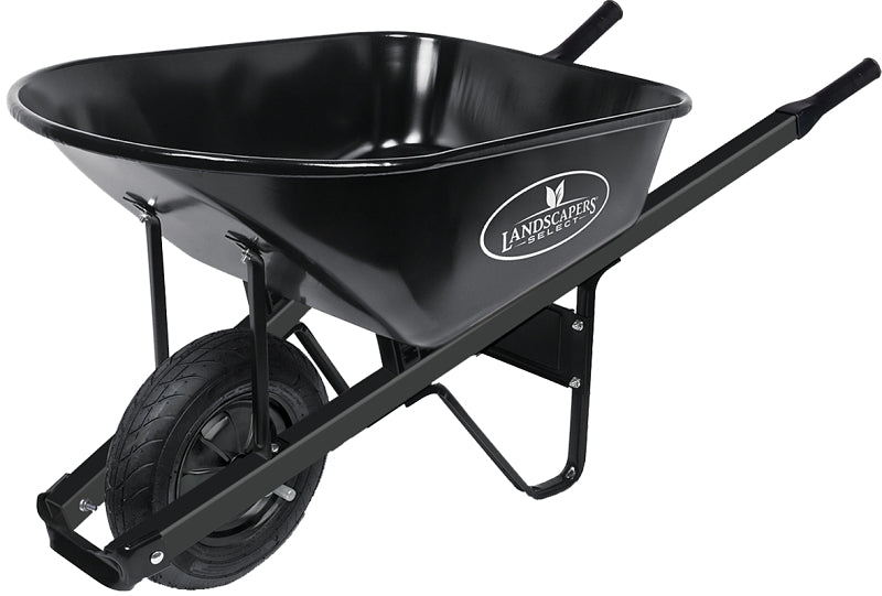 Landscapers Select Contractor Wheelbarrow Kit, 6 cu-ft Volume, Steel, 1 -Wheel, Pneumatic Wheel, 16 in Wheel