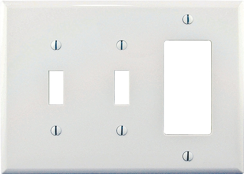 Eaton Wiring Devices PJ226W Combination Wallplate, 4-7/8 in L, 6-3/4 in W, 3 -Gang, Polycarbonate, White