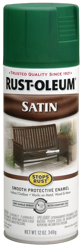 Stops Rust 7732830 Rust Preventative Spray Paint, Low Satin, Hunter Green, 12 oz, Can