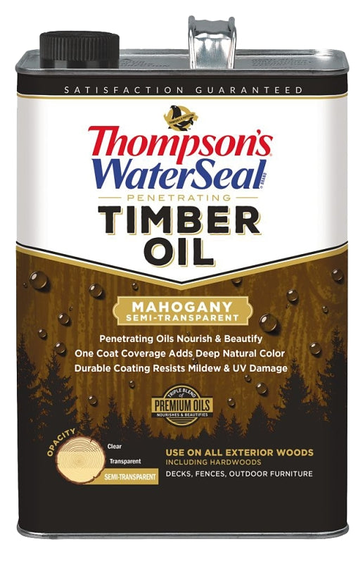 Thompson's WaterSeal TH.048851-16 Penetrating Timber Oil, Mahogany, Liquid, 1 gal, Can