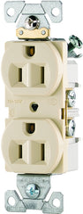 Eaton Wiring Devices CR15V Duplex Receptacle, 2 -Pole, 15 A, 125 V, Side Wiring, NEMA: 5-15R, Ivory