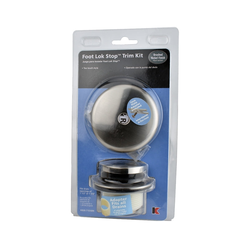 Plumb Pak Foot Lok Series K826-71DSBN Bath Drain Trim Kit, Brass, Silver, Brushed Nickel