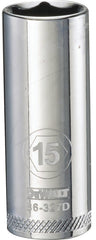 DeWALT DWMT86327OSP Drive Socket, 15 mm Socket, 3/8 in Drive, 6-Point, Vanadium Steel, Polished Chrome