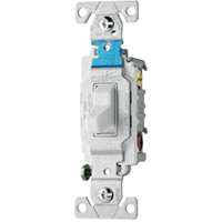 Eaton CS315W Toggle Switch, 15 A, 120/277 V, 3-Position, SPDT, Screw, Side Wire Terminal, PVC Housing Material, White