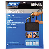 Norton MetalSand 07660747855 Sanding Sheet, 11 in L, 9 in W, Emery Abrasive, Cloth Backing