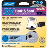 Norton 07660703230 Sanding Disc, 5 in Dia, 11/16 in Arbor, P120 Grit, Medium, Alumina Ceramic Abrasive, Spiral