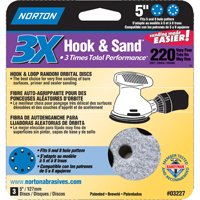 Norton 03227 Sanding Disc, 5 in Dia, 11/16 in Arbor, Coated, P220 Grit, Very Fine, Spiral, Alumina Ceramic Abrasive