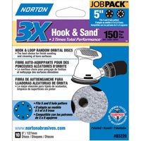 Norton 07660703220 Sanding Disc, 5 in Dia, 11/16 in Arbor, P150 Grit, Fine, Alumina Ceramic Abrasive, Spiral