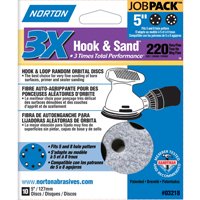 Norton 07660703218 Sanding Disc, 5 in Dia, 11/16 in Arbor, P220 Grit, Very Fine, Alumina Ceramic Abrasive, Paper Backing