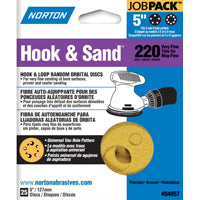 Norton 04057 Sanding Disc, 5 in Dia, Coated, Aluminum Oxide Abrasive, P220 Grit, Very Fine, C-Weight Paper Backing