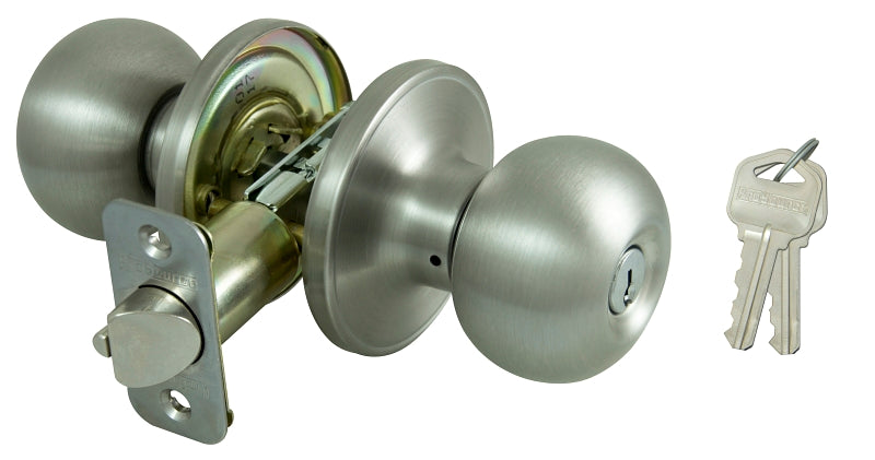 ProSource Entry Knob Lockset, Ball, S/S, KA3, VP