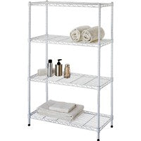 Simple Spaces SS-JR0404-WH 4-Tier Shelf Stacker, Each Shelf: 132 lb, 4-Tier Shelving-Level, 31 in W, Steel, White