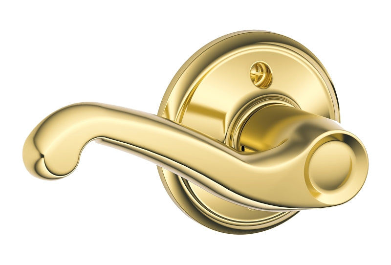 Schlage F Series F170 NV FLA 605 LH Dummy Lever, Mechanical Lock, Bright Brass, Lever Handle, Metal, Residential