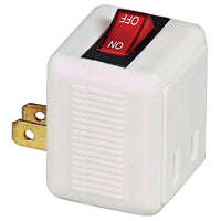 Eaton Cooper Wiring BP4404W Polarized Plug-In Switch, 2-Pole, 15 A, 120 V, 1-Outlet, White