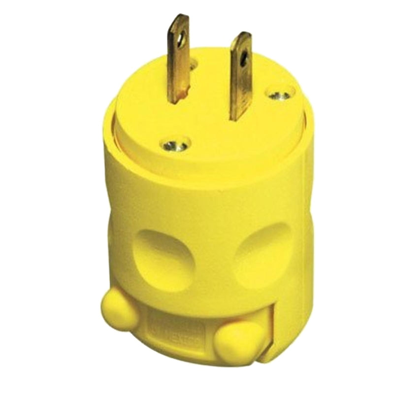 Leviton 000-115PV-000 Electrical Plug, 2 -Pole, 15 A, 125 V, NEMA: NEMA 1-15P, Yellow