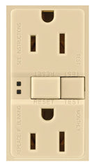 Eaton Wiring Devices SGF15V GFCI Duplex Receptacle, 2 -Pole, 15 A, 125 V, Back, Side Wiring, NEMA: 5-15R, Ivory