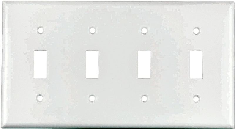 Eaton Wiring Devices 2154W-BOX Wallplate, 4-1/2 in L, 8.19 in W, 4 -Gang, Thermoset, White, High-Gloss