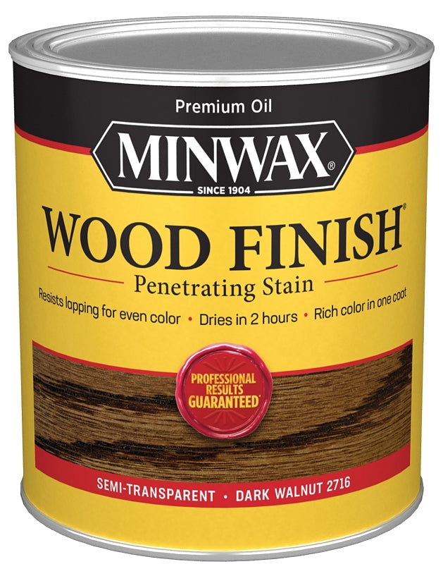 Minwax Wood Finish 70012444 Wood Stain, Dark Walnut, Liquid, 1 qt, Can