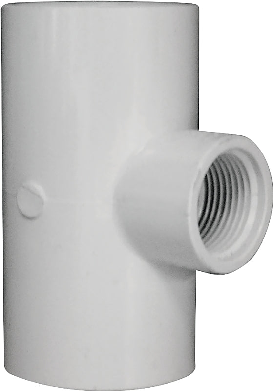 Lasco 402167BC Reducing Pipe Tee, 1-1/4 x 3/4 in, Slip x FIP, PVC, SCH 40 Schedule