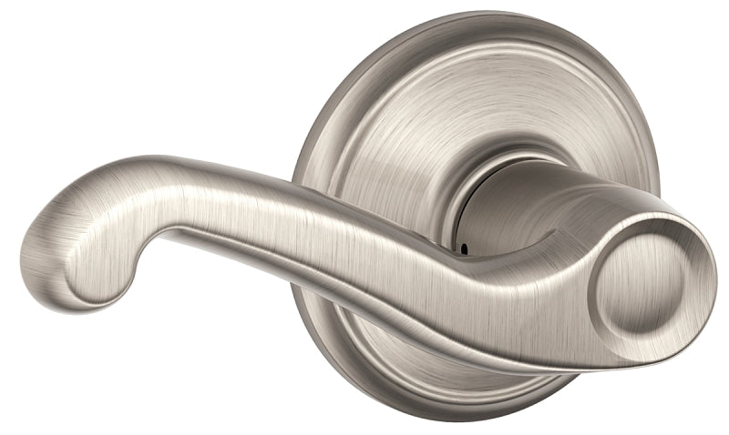 Schlage F Series F10VFLA619 Passage Lever, Mechanical Lock, Satin Nickel, Lever Handle, Metal, Residential
