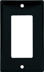 Eaton 2151BK-BOX Wallplate, 4-1/2 in L, 2-3/4 in W, 1-Gang, Thermoset, Black, High-Gloss