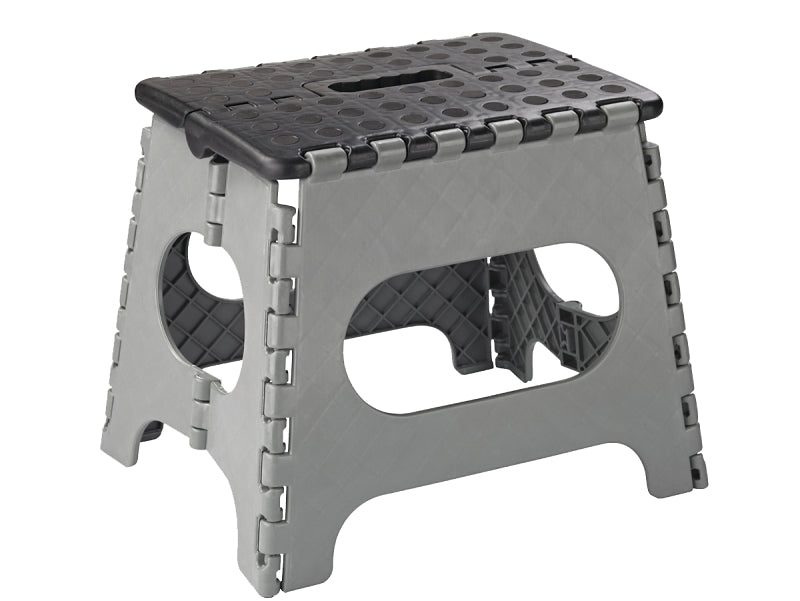 Simple Spaces SD027 Folding Step Stool, 10-5/8 in H, 1-Step, 330 lb, Plastic, Black Gray
