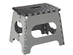 Simple Spaces SD027 Folding Step Stool, 10-5/8 in H, 1-Step, 330 lb, Plastic, Black Gray