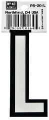 Hy-Ko PS-20/L Reflective Letter, Character: L, 3-1/4 in H Character, Black/White Character, Vinyl