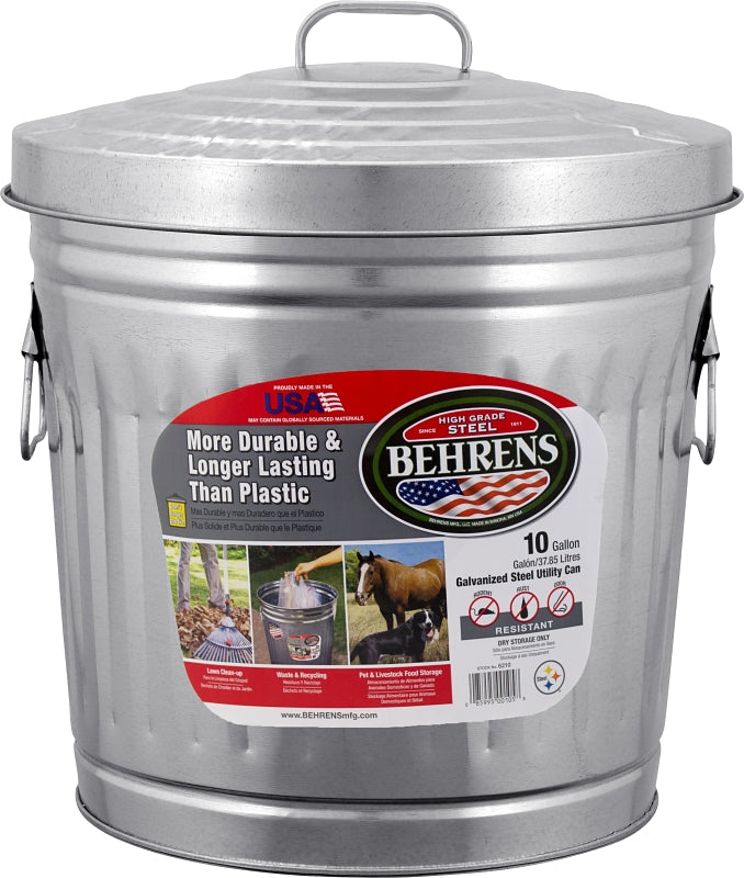Behrens 6210 Trash Can, 10 gal Capacity, Steel