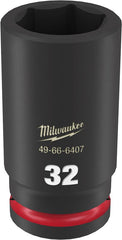 Milwaukee SHOCKWAVE Impact Duty Series 49-66-6407 Deep Impact Socket, 32 mm Socket, 3/4 in Drive, Square Drive, 6-Point