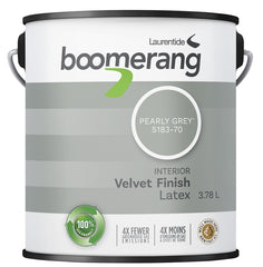 boomerang 5183 Series 5183-70L19 Interior Paint, Velvet Sheen, Pearly Gray, 3.78 L, 40 sq-m Coverage Area