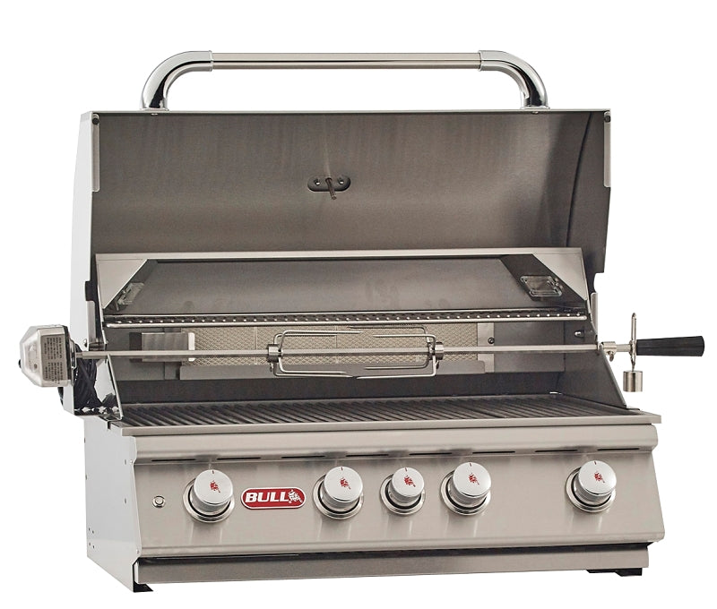 Bull Angus 47628 Gas Grill Head, 75000 Btu, LP, 4-Burner, 210 sq-in Secondary Cooking Surface, Stainless Steel Body