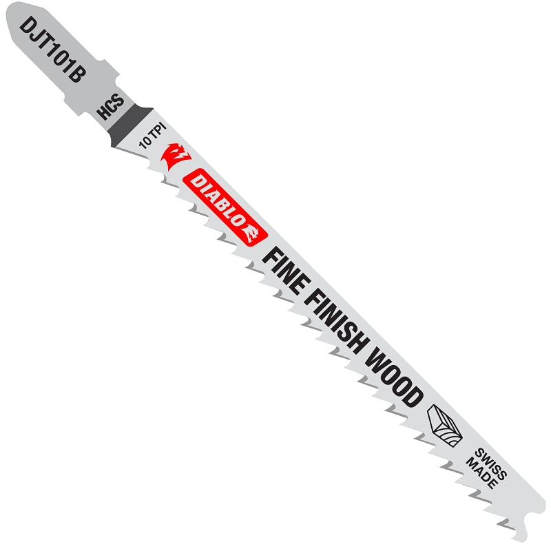 Diablo DJT101B5 Jig Saw Blade, 4 in L, 10 TPI, High Carbon Steel Cutting Edge