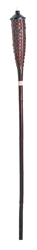 Seasonal Trends Y2569 Habi Bamboo Torch, 3.54 in H, Bamboo, Fiberglass, and Metal, Brown, Mahogany Finish