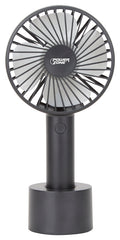 PowerZone 802B Rechargeable Handheld Fan, 5 VAC, 4 in Dia Blade, 4-Blade, 3-Speed, Black