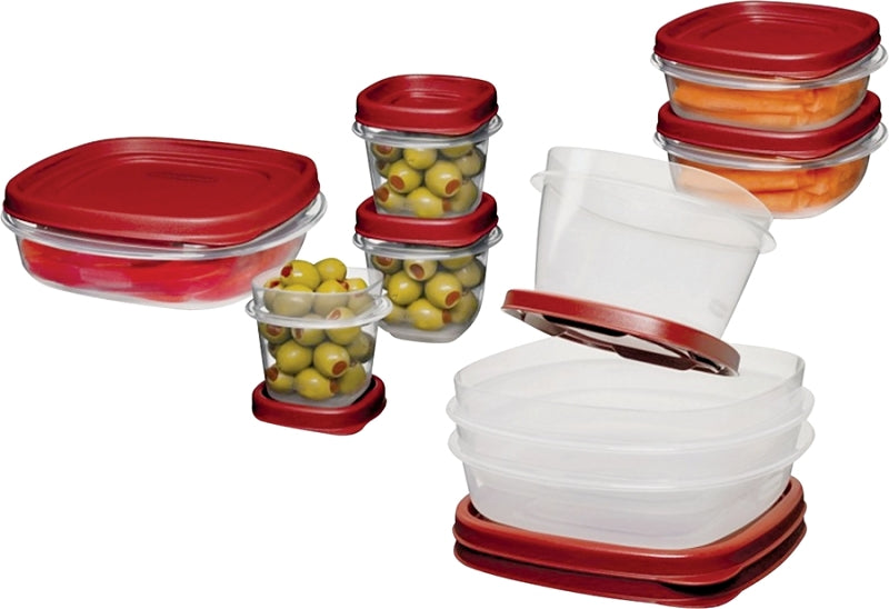 Rubbermaid 1777170 Food Container Set, 1/2, 1-1/4, 2, 3, 5 Cups Capacity, Plastic, Clear