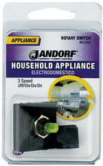 Jandorf 61004 Rotary Switch, 3 A, 125 V, TPST, Black