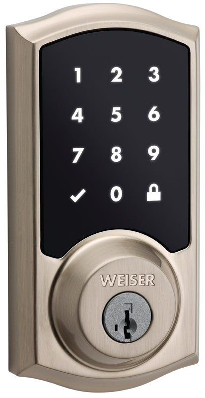 Weiser Electronics SmartCode 10 Touch Series 9GED21000-002 Electronic Lock, Traditional Design, Satin Nickel, 2 Grade