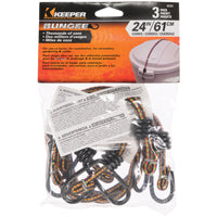 Keeper 06303 Bungee Cord, Steel End, 24 in L, Rubber, Hook End, 3/PK